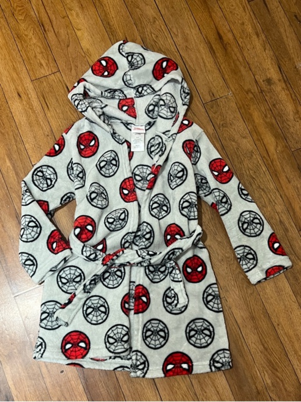 Marvel Kids Hooded Spider-Man Fleece Robe - Red/White/Black